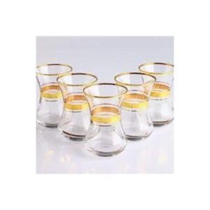 PASABAHCE TEA GLASS AIDA GOLD TRIM LARGE 160CC (5.4OZ) 12*6 PCS