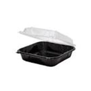 PS 9"x9" ONE COMPARTENT CLEAR BLACK FOOD CONTAINER 150/CS