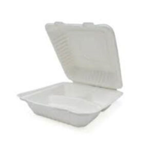 PS COMPASTABLE HINGED CONTAINER 8"X8" 3 COMP BAGGASE PFAS FREE 200/CS