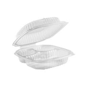 PS MD 903 9" X 9" 3 COMPARTMENT CLEAR HINGED CONTAINER * 150