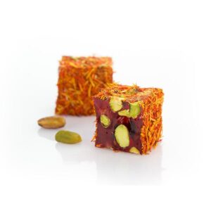 Safflower Coated Pistachio Pomegranate Flavored King Turkish Delight 11LB